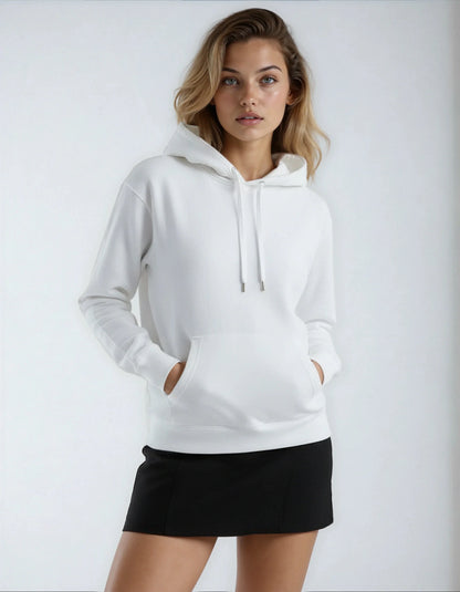 Black heavyweight fleece hoodie by SpectraUSA, XS size, featuring a cozy, thick fabric design for warmth and comfort.