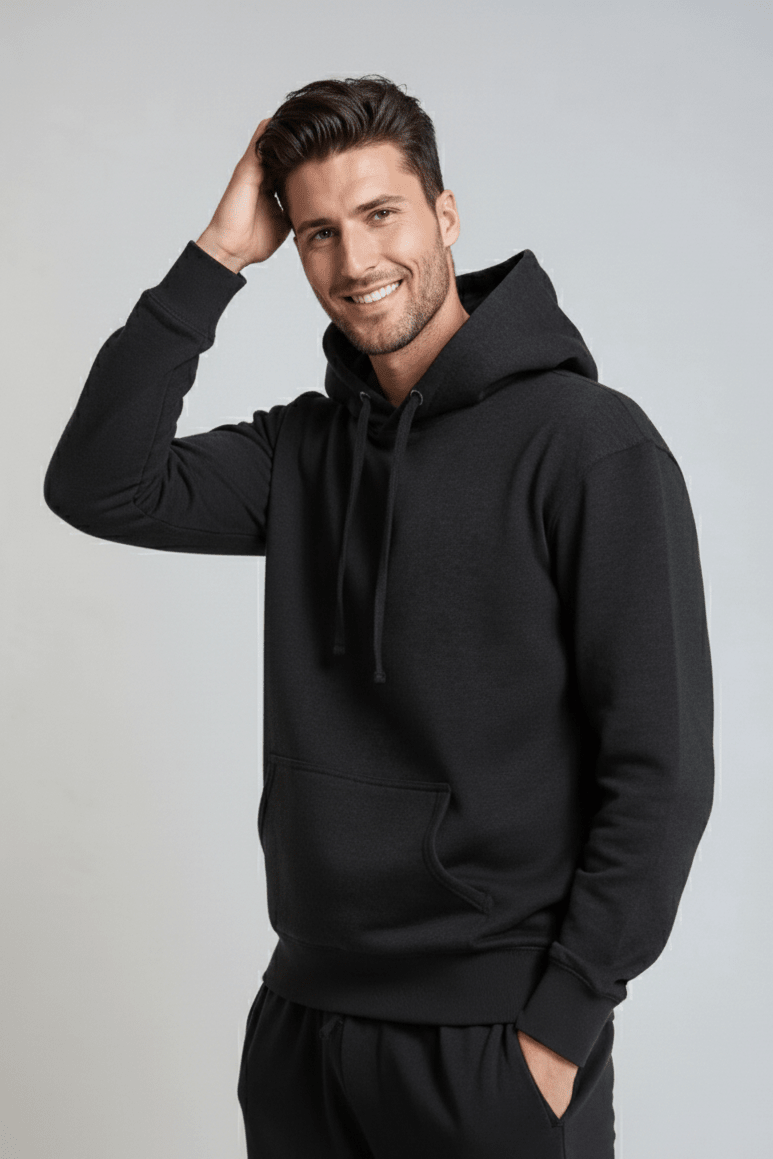Charcoal heather fleece hoodie pullover by SpectraUSA, midweight fleece, XS size, casual and comfortable.