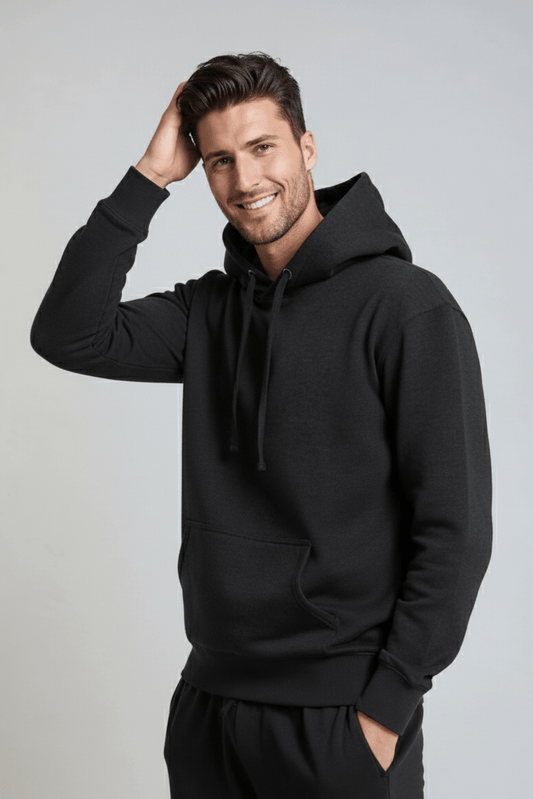 Charcoal heather fleece hoodie pullover by SpectraUSA, midweight fleece, XS size, casual and comfortable.