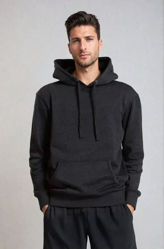 Charcoal Heather SpectraUSA fleece hoodie pullover, midweight fleece, XS size, cozy and casual for everyday wear