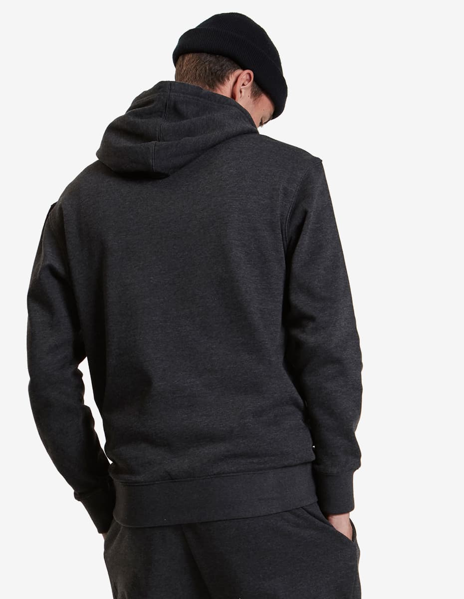Charcoal heather fleece hoodie pullover by SpectraUSA, midweight fleece hoodie with a cozy fit, XS size.
