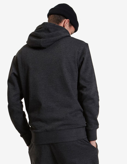 Charcoal heather fleece hoodie pullover by SpectraUSA, midweight fleece hoodie with a cozy fit, XS size.