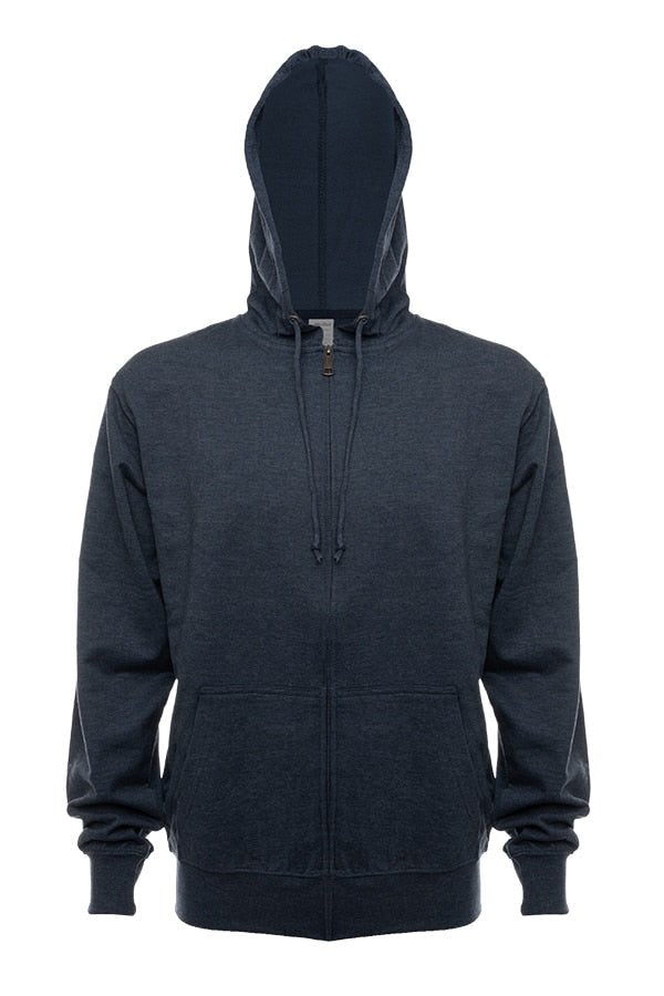 SpectraUSA navy French Terry ZIP hoodie made of fleece, featuring a front zipper and casual fit.