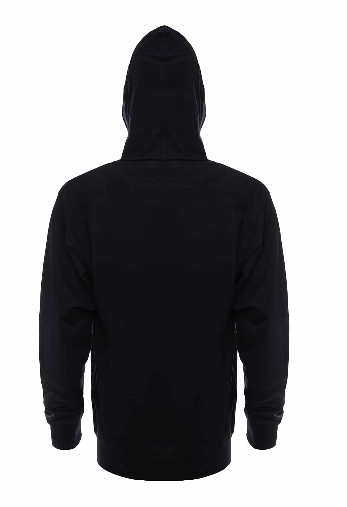Navy blue SpectraUSA ZIP Hoodie made of French Terry fleece, shown on a small-sized mannequin.