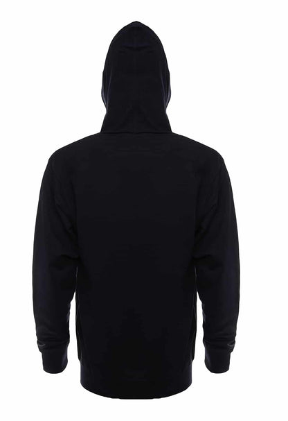 Navy blue SpectraUSA ZIP Hoodie made of French Terry fleece, shown on a small-sized mannequin.