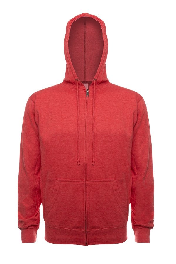 Navy blue SpectraUSA ZIP Hoodie made of French Terry fleece, featuring a zipper front and casual fit.