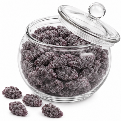 Grape Sour Patch Kids soft and chewy candy in a bulk value bag by Candy In Bulk, showing colorful candy pieces.
