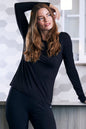 Black women's bamboo lounge long sleeve T-shirt by Spun Bamboo, soft and comfortable for casual wear.