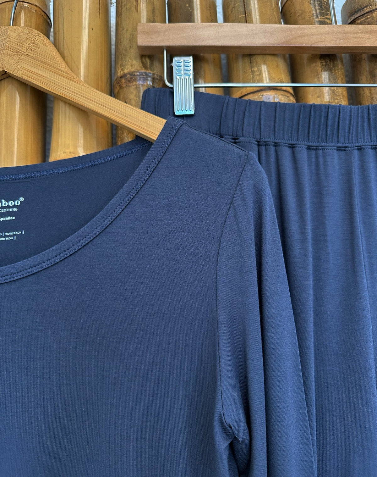 Women's black bamboo lounge long sleeve T-shirt by Spun Bamboo, made from soft, eco-friendly bamboo fabric.