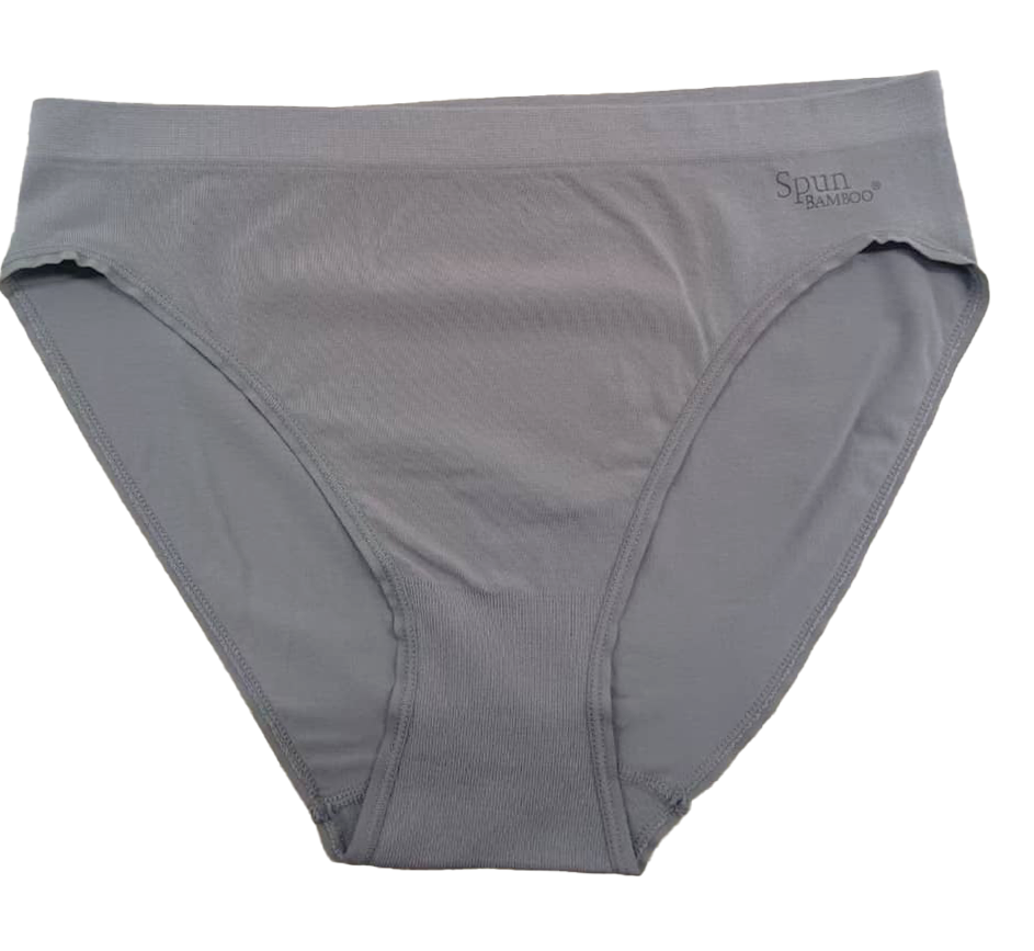 Black women's bamboo and cotton high-leg brief underwear by Spun Bamboo, soft and comfortable undergarment for everyday wear.