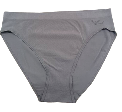 Black women's bamboo and cotton high-leg brief underwear by Spun Bamboo, soft and comfortable undergarment for everyday wear.