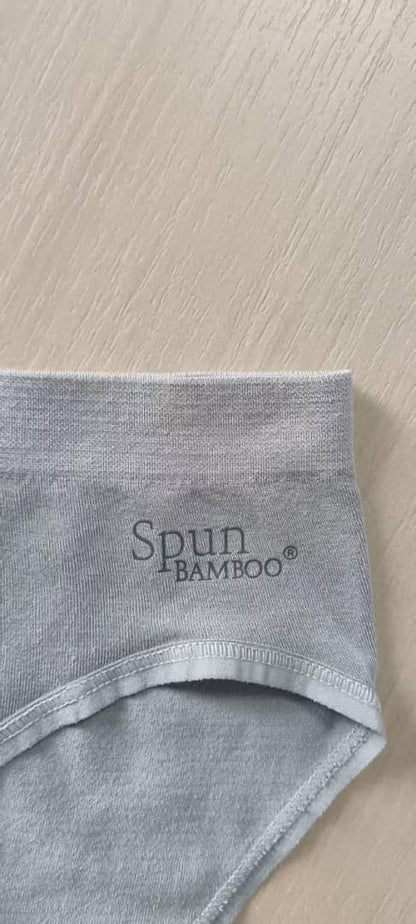 Black women's high-leg brief underwear by Spun Bamboo, made from bamboo and cotton for comfort and breathability.
