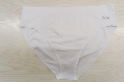 Black women's bamboo cotton high-leg brief underwear by Spun Bamboo, comfortable and breathable undergarment for everyday wear.