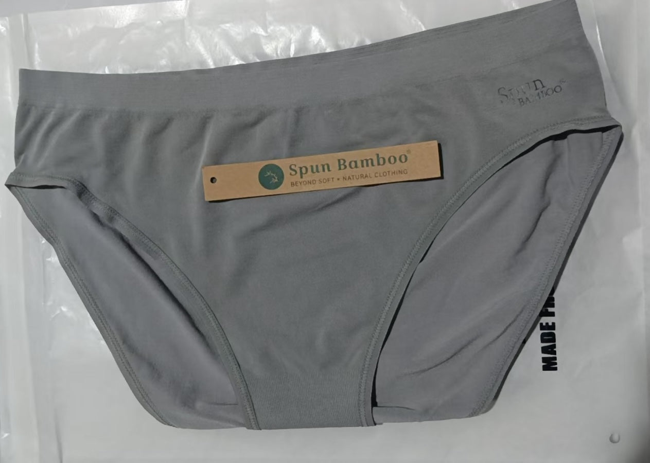Black women's bamboo and cotton high-leg brief underwear by Spun Bamboo, soft and comfortable undergarment for everyday wear.