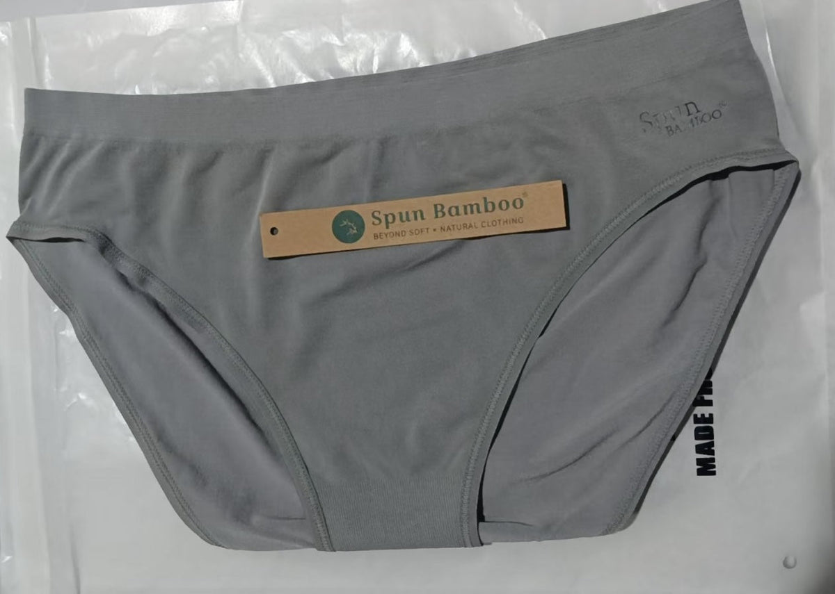 Black women's bamboo and cotton high-leg brief underwear by Spun Bamboo, soft and comfortable undergarment for everyday wear.