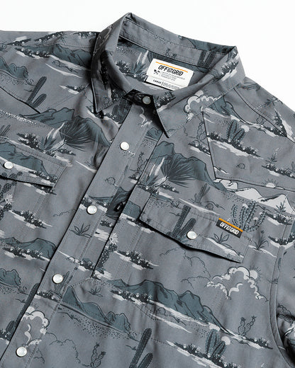 Dark grey San Saba SS Shirt by Off The Grid Surplus, short sleeve button-up with a casual, rugged style.