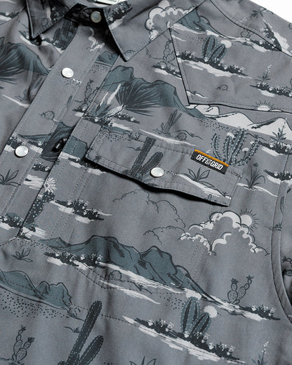 Dark grey San Saba SS Shirt by Off The Grid Surplus, a short sleeve button-up shirt with a casual fit and classic collar.