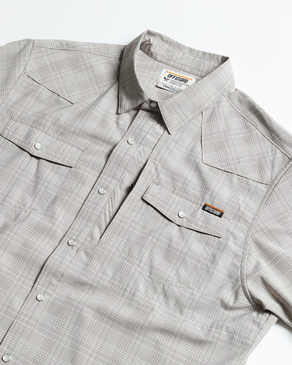 Storm grey Deke SS shirt from Off The Grid Surplus, short sleeve button-up with a classic fit and clean design.