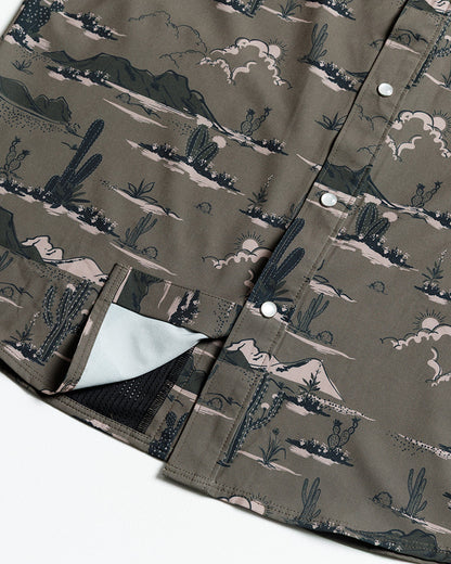Off The Grid Surplus San Saba SS Shirt in Deadwood, a short sleeve military-style button-up shirt with rugged design.