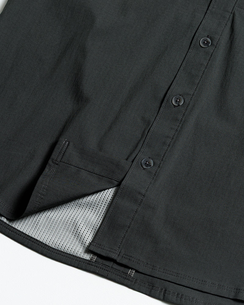 Off The Grid Surplus Thunderbolt SS Shirt in vintage black, short sleeve button-up with a solid black design.