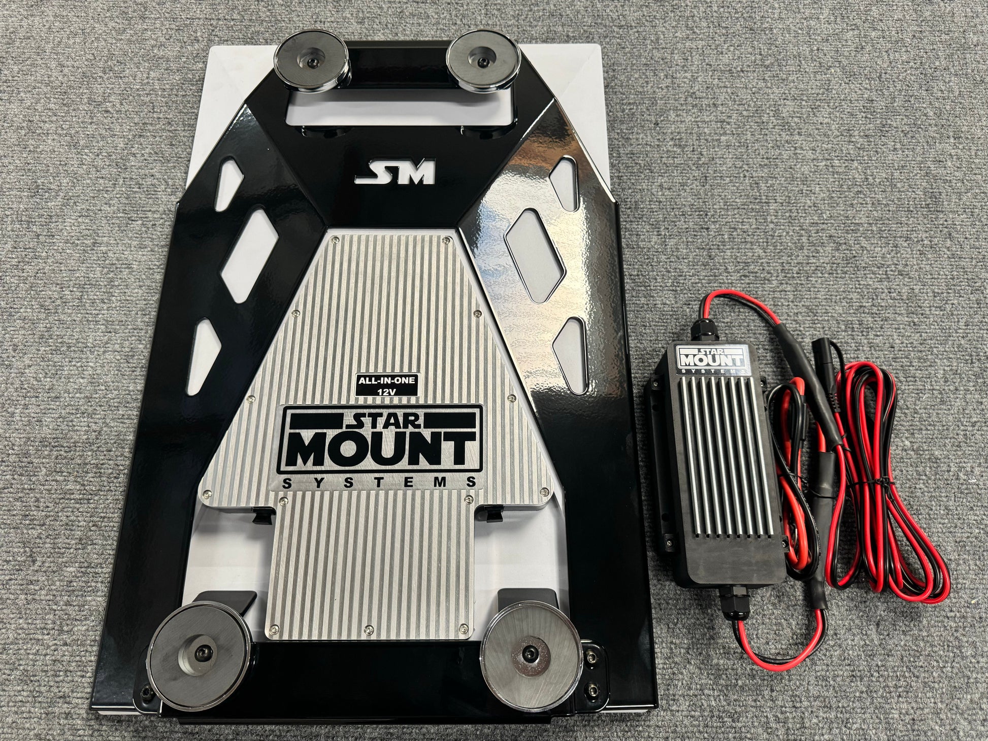 Star Mount Systems Explorer Pro Bundle for Gen 3 Starlink with 12V conversion, showing the conversion kit installed on the product