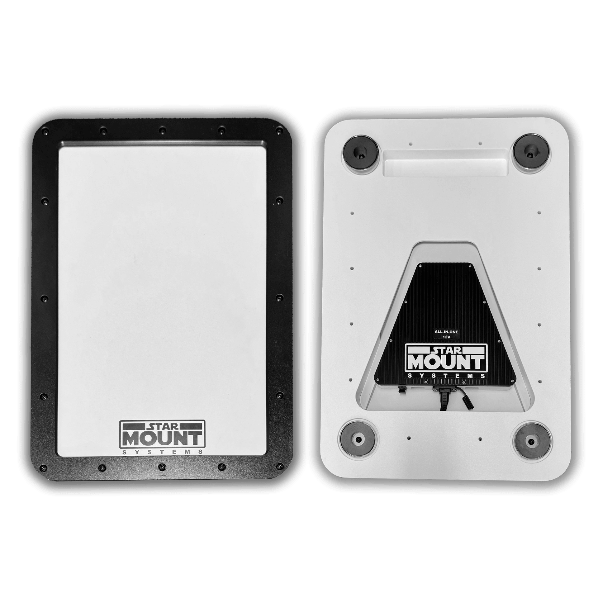 Star Mount Systems Voyager 12V PRO bundle for Gen 3 Starlink with black 12V conversion kit and mounting components.
