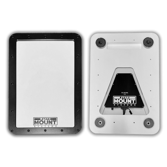 Star Mount Systems Voyager 12V PRO bundle for Gen 3 Starlink with black 12V conversion kit and mounting components.