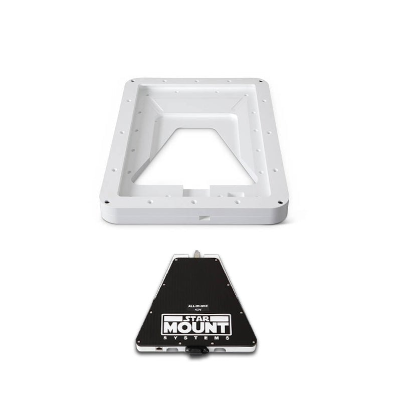 Star Mount Voyager Bundle for Gen 3 Starlink with 12V conversion, black mounting system, and hardware for easy setup.