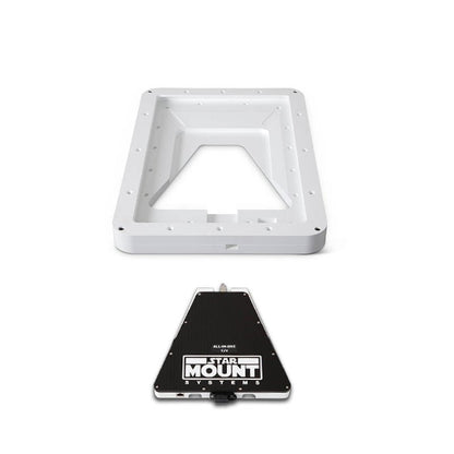 Star Mount Voyager Bundle for Gen 3 Starlink with 12V conversion, black mounting system, and hardware for easy setup.