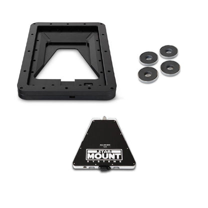Star Mount Voyager Bundle for Gen 3 Starlink with 12V conversion, black mount system, includes power adapter and mounting accessories.