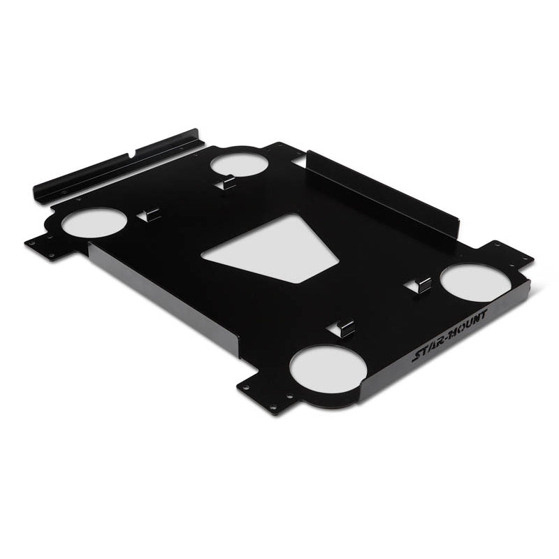 Black quick-release mount for Gen 3 Voyager Star-Mount by Star Mount Systems, shown installed on the corner of the star-mount.