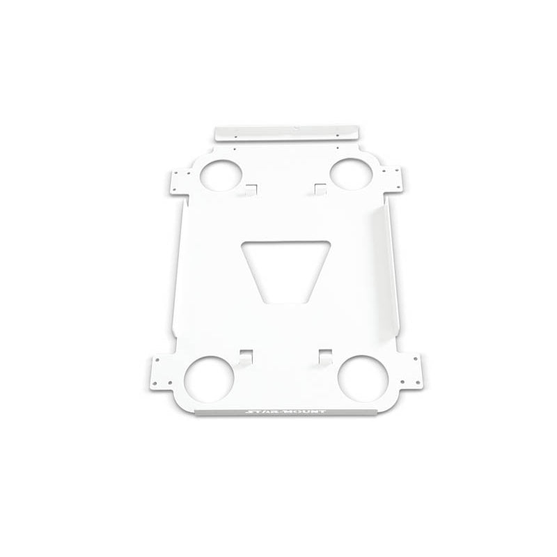 White quick-release mount for Gen 3 Voyager Star-Mount by Star Mount Systems, shown from the top view.