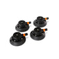Set of four black vacuum suction feet for flat mount applications, compatible with Star Mount Systems.