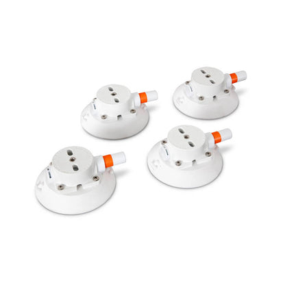 Set of four white suction feet for flat mount, vacuum mount system by Star Mount Systems, showing smooth, circular suction cups.