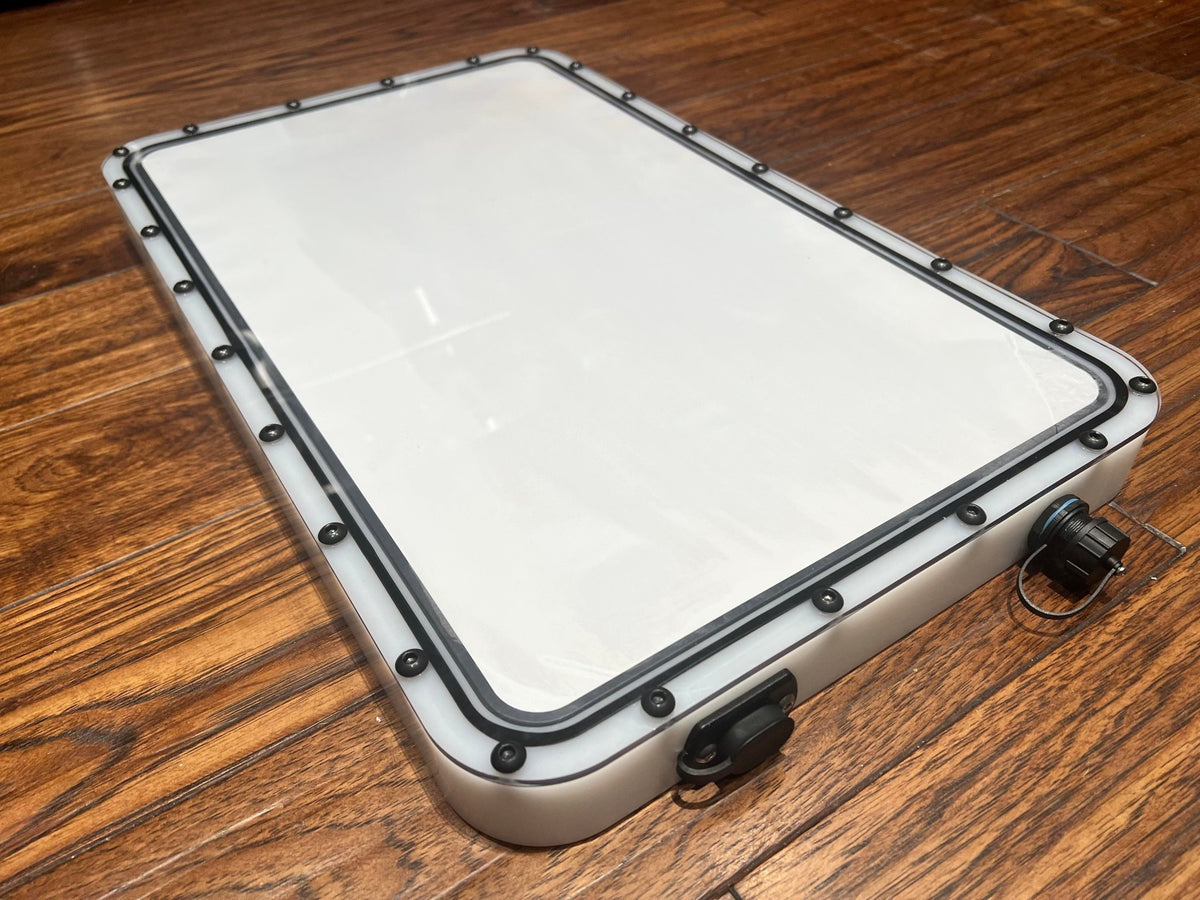 Star Mount Systems All-In-One 12V Flat Mount for Gen 2 Starlink, black mount with clear lid, designed for secure satellite dish installation.