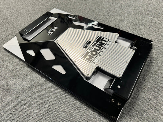 Black Star Mount Explorer mount for Gen 3 Starlink from Star Mount Systems, designed for secure satellite dish installation.