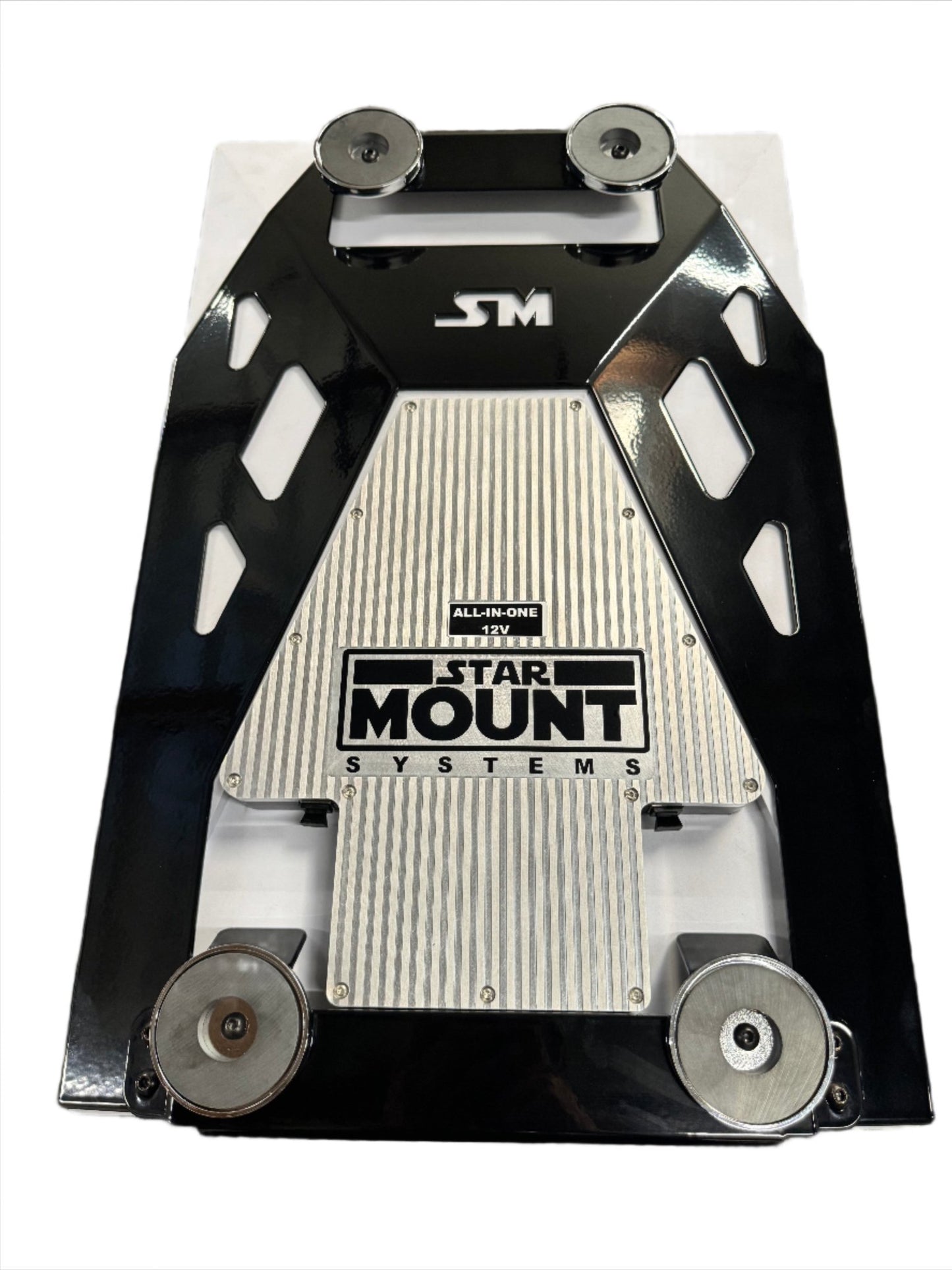 Black Star Mount Explorer mount for Gen 3 Starlink by Star Mount Systems, designed for secure outdoor satellite installation.