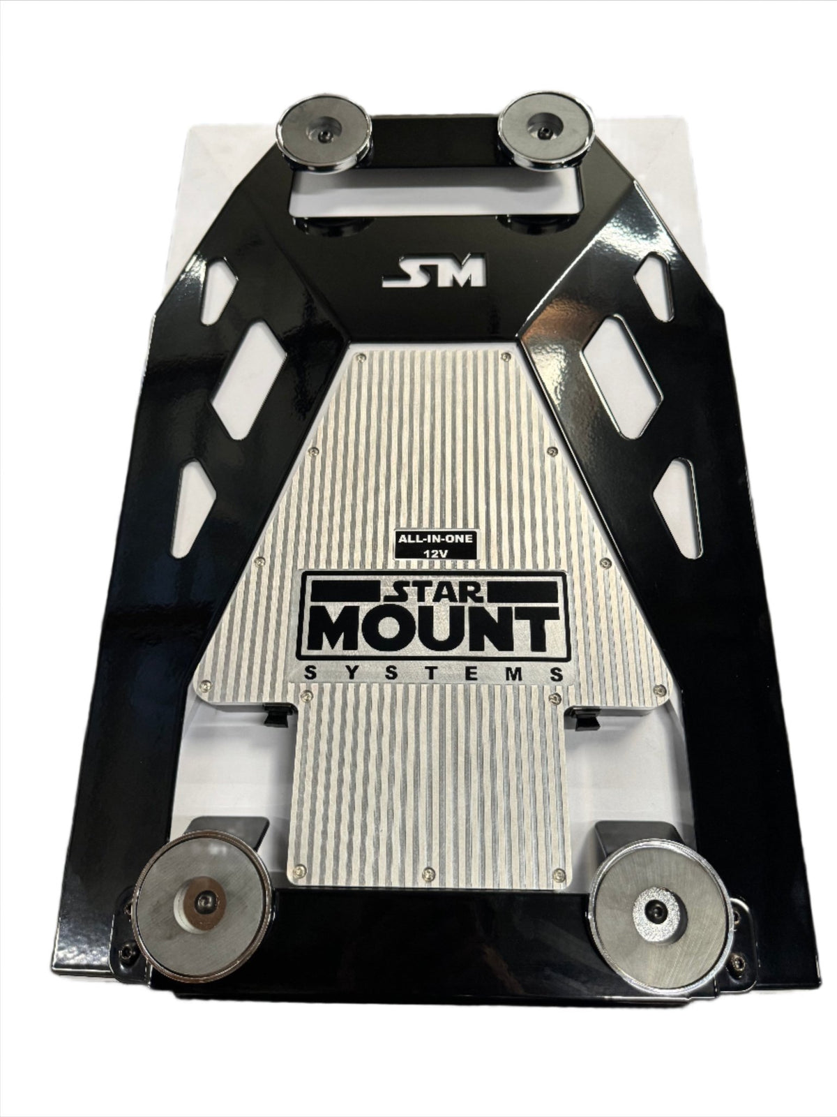 Black Star Mount Explorer mount for Gen 3 Starlink by Star Mount Systems, designed for secure outdoor satellite installation.