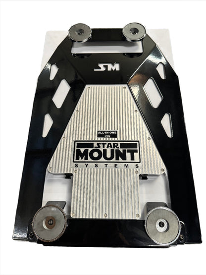 Black Star Mount Explorer mount for Gen 3 Starlink by Star Mount Systems, designed for secure outdoor satellite installation.