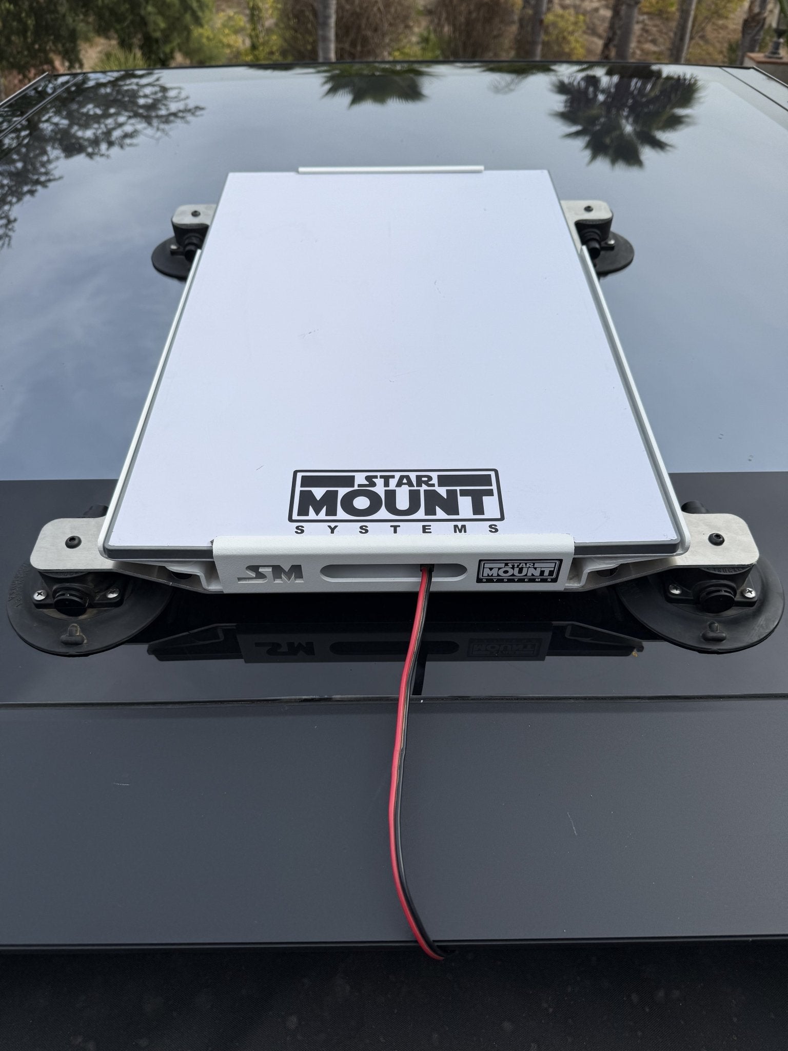 Black Star Mount Explorer PRO mount for Gen 3 Starlink by Star Mount Systems, designed for satellite dish installation.