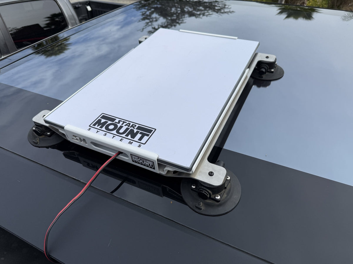 Black Star Mount Systems Explorer PRO mount for Gen 3 Starlink satellite dish, designed for secure outdoor installation.