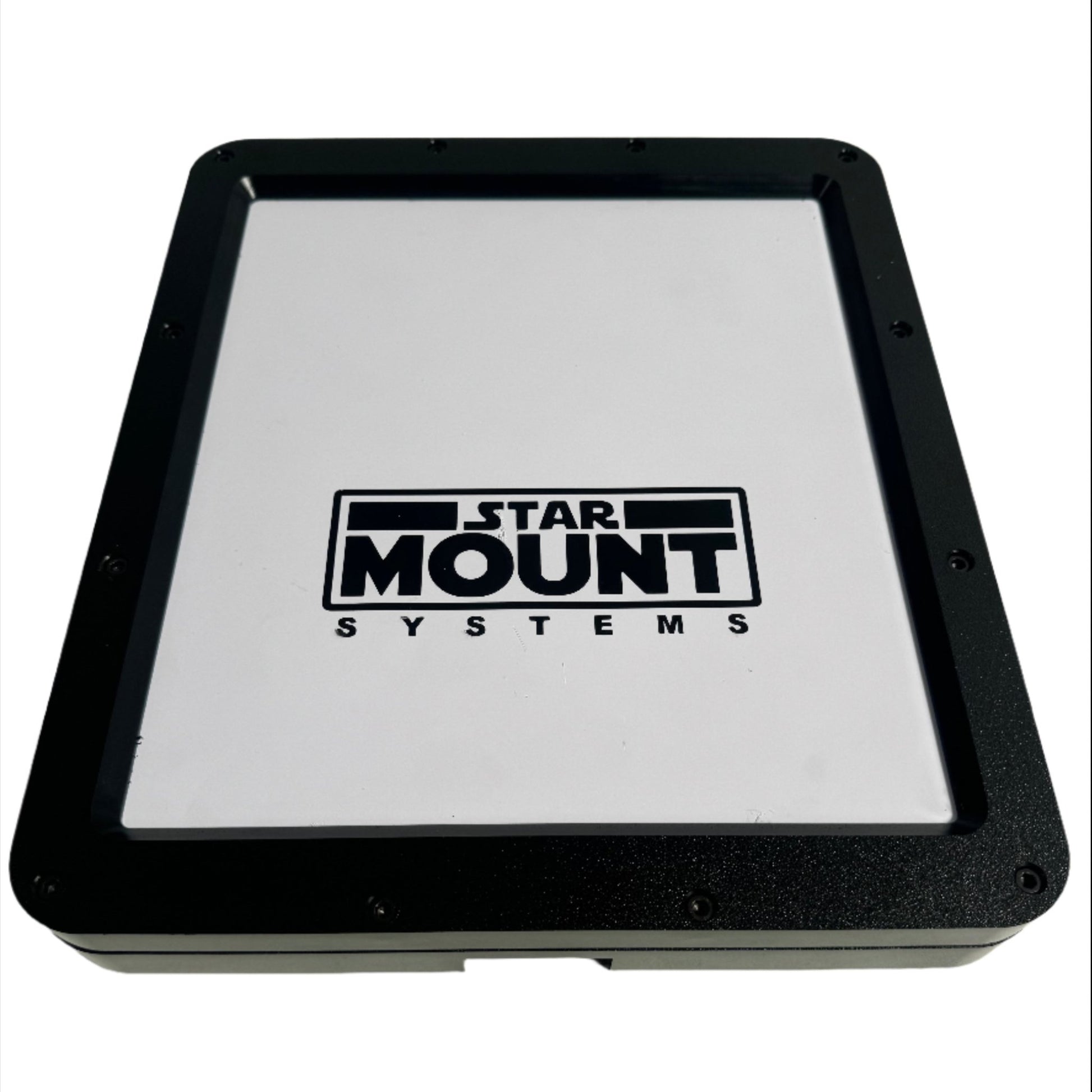 Black Star-Mount Systems MINI Voyager mount for cameras or equipment, showing compact, durable mounting hardware with secure locking mechanism.