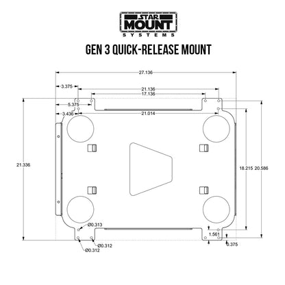 Black Star Mount Voyager mount for Gen 3 Starlink satellite dish by Star Mount Systems, designed for secure outdoor installation.