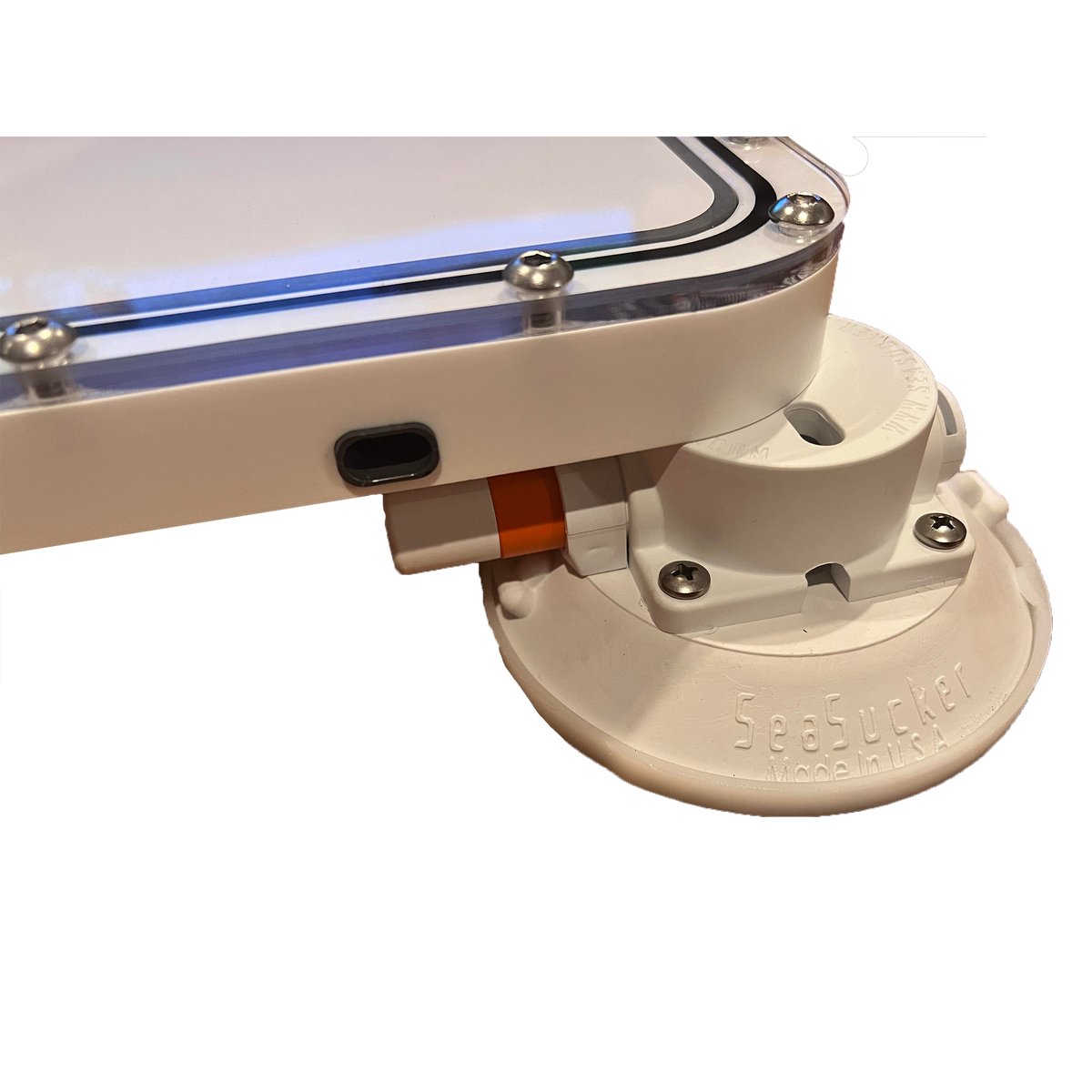 Star Mount Systems flat mount low profile for Starlink Dishy satellite dish, shown installed on outdoor surface.