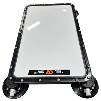 Star Mount Systems flat mount low profile bracket for Starlink Dishy satellite dish, shown in a sleek, low-profile mounting setup.