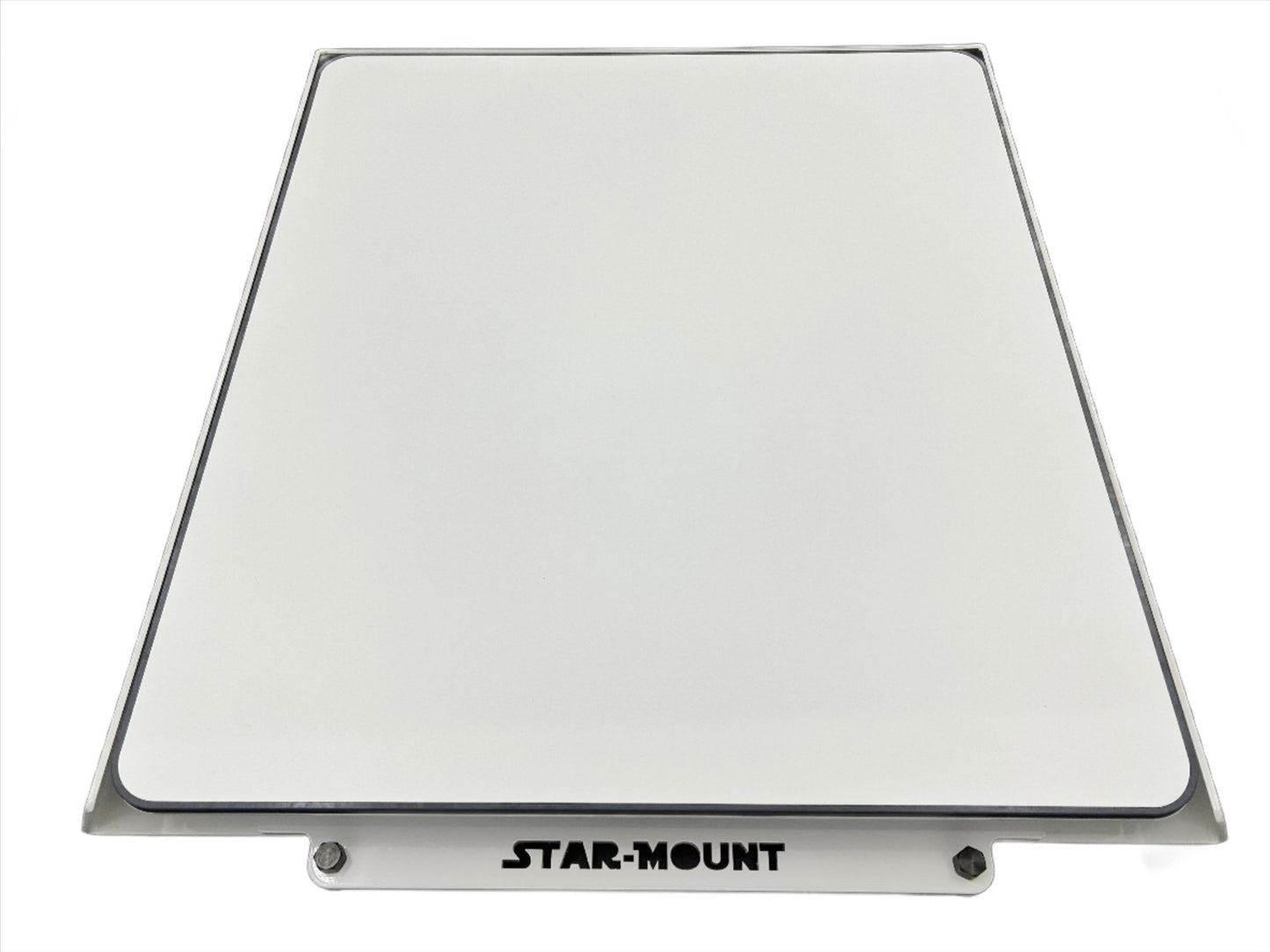 White quick-release mount for Starlink High Performance In-Motion Dish Gen 2 by Star Mount Systems.