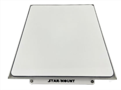 White quick-release mount for Starlink High Performance In-Motion Dish Gen 2 by Star Mount Systems.