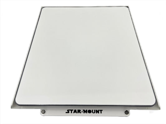 White quick-release mount for Starlink High Performance In-Motion Dish Gen 2 by Star Mount Systems.