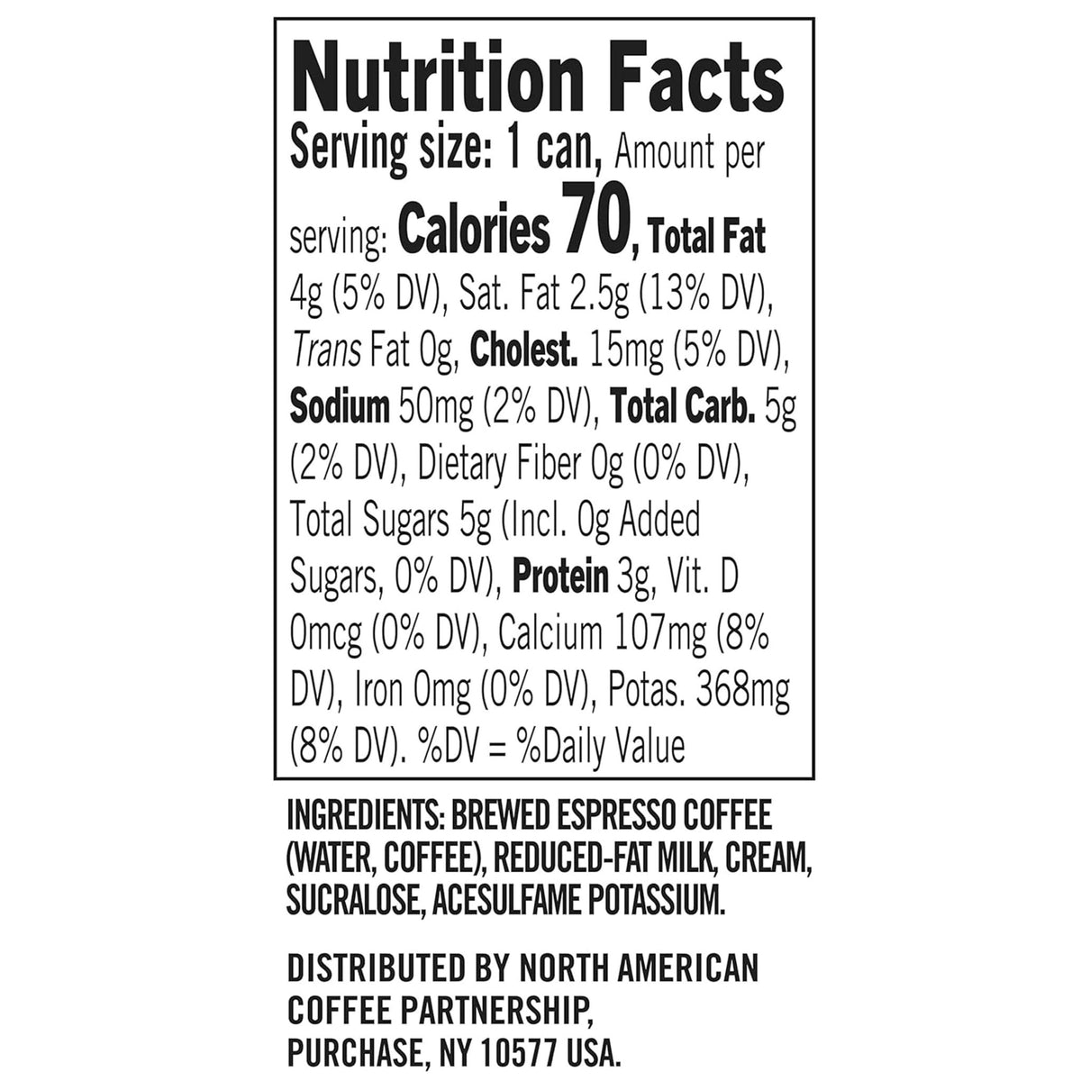 Six-pack of Starbucks Doubleshot Espresso & Cream light coffee drinks in 6.5 fl oz cans, ready-to-drink coffee beverage.