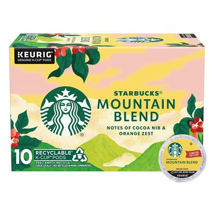 Starbucks K-Cup Coffee Pods, Medium Light Roast Coffee, Mountain Blend For Keurig Coffee Makers, 100% Arabica, Limited Edition, 1 Box (10 Pods) - BACKUPMYFILESNOW.COM®